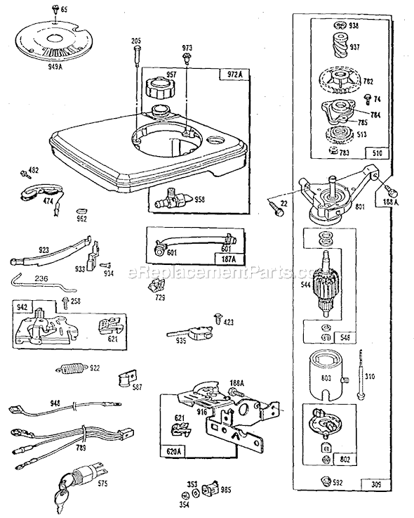 Page E Diagram and Parts List for 90700SERIES  Briggs and Stratton Engine